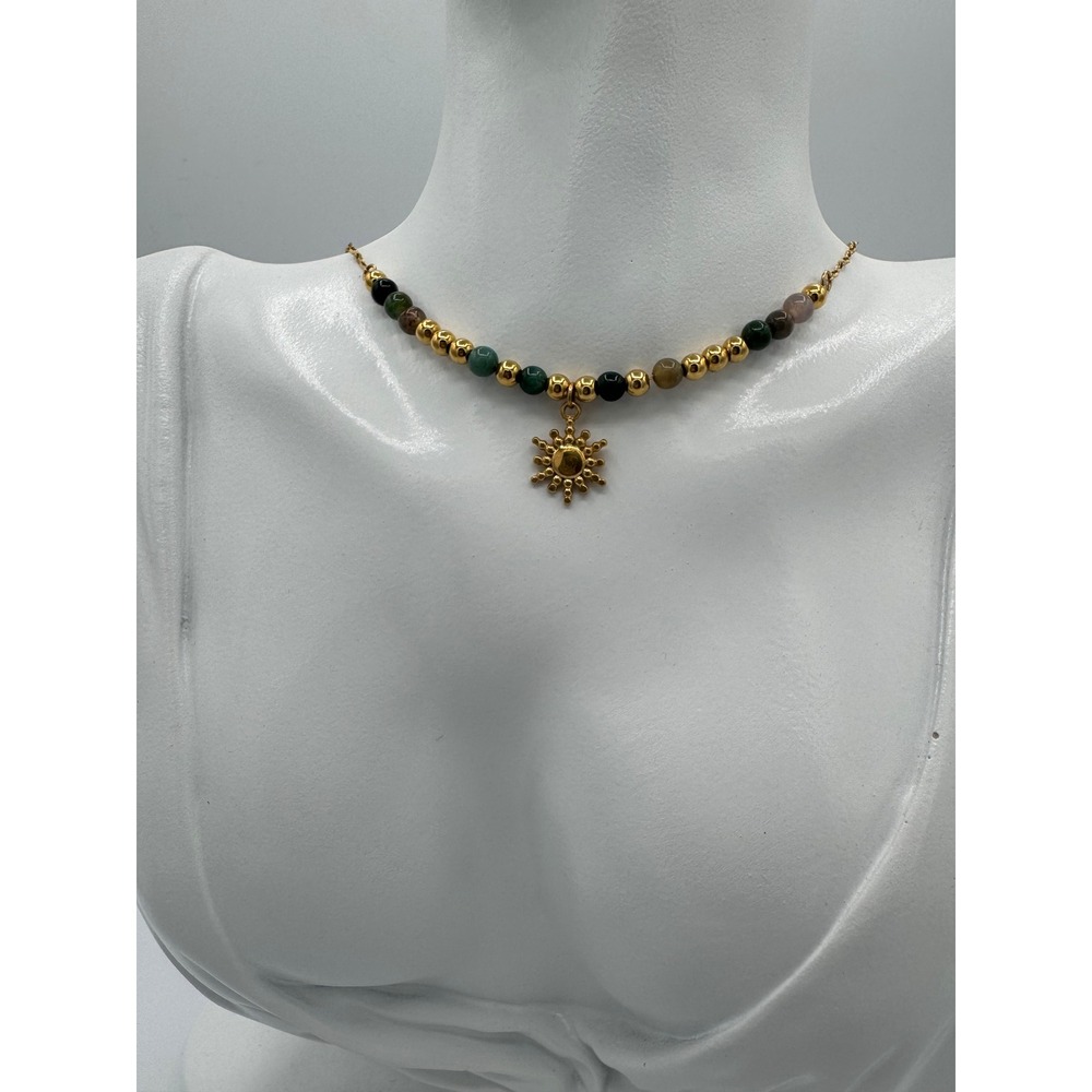 Oshena Sun Charm Necklace Women OS Gold‎ Beaded Celestial Boho MSRP $125